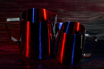 red mug on wooden background