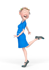 grandma nurse cartoon is doing a pin up pose in white background