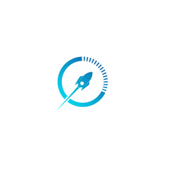 Vector rocket in circle icon concept logo design template illustration eps 10