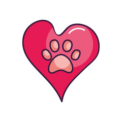 heart with dog print icon, line color style