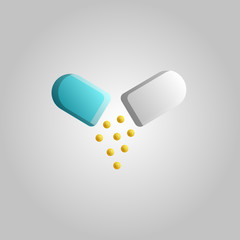 Beautiful medical icon capsule pills with medicine for the treatment of diseases on a white background