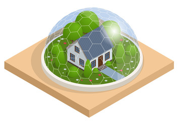 Isometric Mars Colonization, Biological terraforming, Paraterraforming, Adapting humans on Mars. Astronautics and space technology. Geo capsyles. © Golden Sikorka