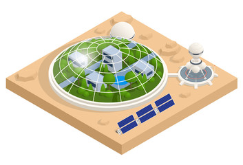 Isometric Mars Colonization, Biological terraforming, Paraterraforming, Adapting humans on Mars. Astronautics and space technology. Geo capsyles. © Golden Sikorka