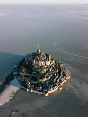Mont Saint-Michel Normandy, France. Aerial photography