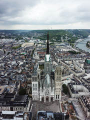 Rouen Cathedral in Normandy, France,  aerial photography