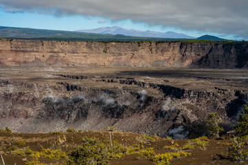 Halemaumau crater after the 2018 eruption of Kilauea in Hawaii Volcanoes National Park. 