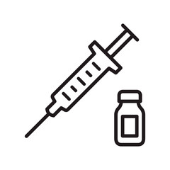 Vaccine icon in trendy outline style design. Isolated on white background. Vector graphic illustration. Suitable for website design, logo, app, template, and ui. Editable vector stroke. EPS 10.