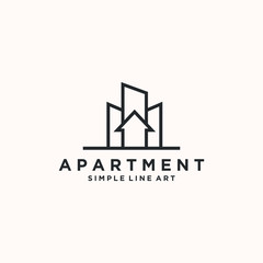 Apartment building line  logo monoline abstract 