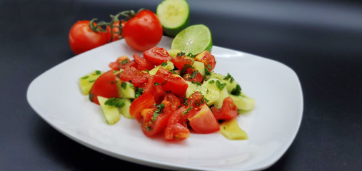 Cucumber Salad with tomato and mint.