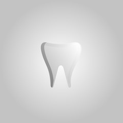Beautiful medical icon of a white dental tooth on a white background