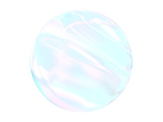 3d crystal ball pink blue gradient colors  isolated on white background. Abstract bubble glossy pastel 3d geometric shape object illustration render. 