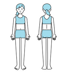 女性 全身（ビキニ ポニーテール）