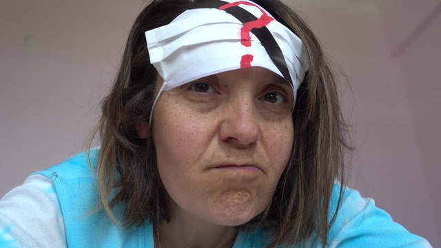 4K Lockdown curfew selfies - Woman spits out vaccine and shakes her head no
