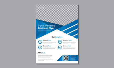 Modern flyer Template vector design for promotion, Poster, Corporate flyer Presentation, Flyer, creative flyer with blue color size A4.