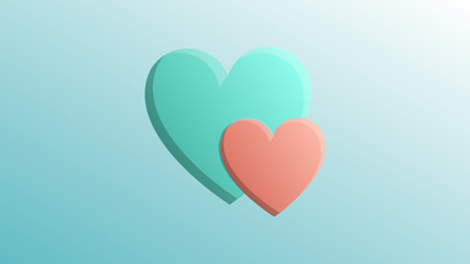 Beautiful festive red with blue love heart joyful for greeting card to the day of all lovers, Valentine's Day on a blue background