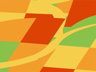 Beautiful of Colorful Art Green, Orange and Yellow, Abstract Modern Shape. Image for Background or Wallpaper