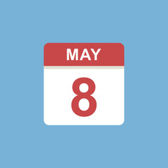 calendar - May 8 icon illustration isolated vector sign symbol