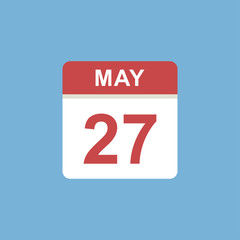 calendar - May 27 icon illustration isolated vector sign symbol