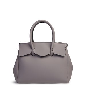 Elegant grey female purse isolated on a white background