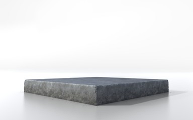 3D Illustration grunge cement concrete ground cross section, 3D rendering greycutaway rough stone floor isolated