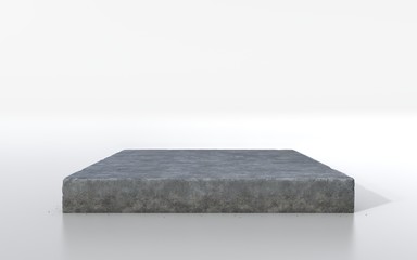 3D Illustration grunge cement concrete ground cross section, 3D rendering greycutaway rough stone floor isolated