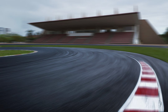 Empty F1 Racing Track, Speedy Motion Blur Race Circuit