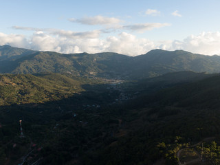 Beautiful aerial view of the mountains and the Don Manuel lagoon in Costa Rica 