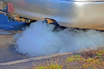 Exhaust pipe with toxic benzine smog, environment pollution diversity, 