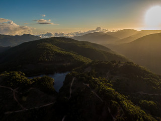 Obraz premium Beautiful aerial view of the mountains and the Don Manuel lagoon in Costa Rica 
