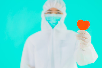 Portrait beautiful young asian doctor woman wear ppe or  personal protective equipment