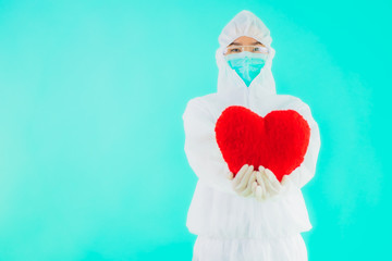 Obraz premium Portrait beautiful young asian doctor woman wear ppe or personal protective equipment