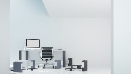 Office furniture white background- 3D Rendering