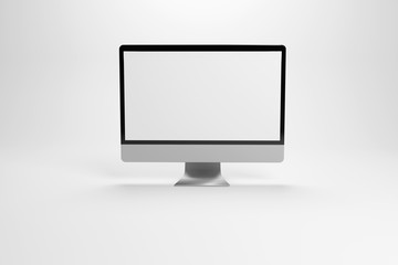 3D rendering Computer screen display monitor with blank screen isolate on white background.
