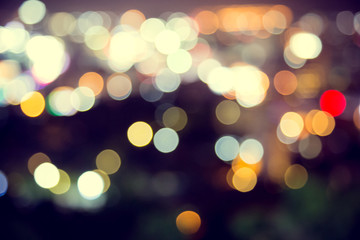 Blur defocus bokeh of light in the city with dark