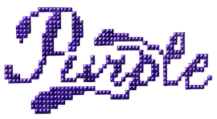 lettering word "purple" pixel isolated on the white background