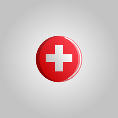 Beautiful red medical icon emblem of medicine and first aid with a cross on a white background