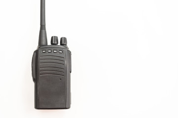 Walkie-talkie for communication in nature or tourism on a white background for copyspace.