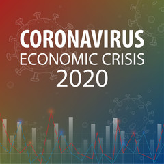 Economic crisis. Covid-19 hits the market. Economy fallout. Covid-19 crisis or Coronavirus impact on the economy. Vector illustration.