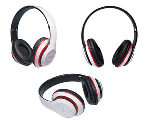 White headphone isolate on white background. White wireless headphones isolated on white background.