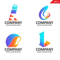 Set colorful letter L logo collection. Suitable for studio company, technology, communication, application, software, and others.