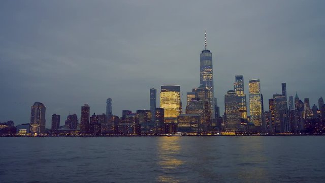 Downtown Manhattan skyline at dusk, New York city