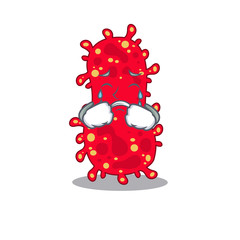 Cartoon character design of moraxella with a crying face