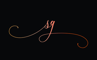 sg or s, g Lowercase Cursive Letter Initial Logo Design, Vector Template