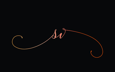 sv or s, v Lowercase Cursive Letter Initial Logo Design, Vector Template