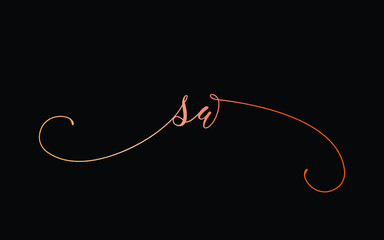 sw or s, w Lowercase Cursive Letter Initial Logo Design, Vector Template