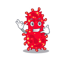 Cartoon design of moraxella with call me funny gesture