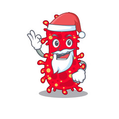 Moraxella Santa cartoon character with cute ok finger