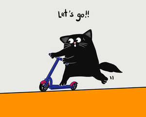 Black cat ride small scooter