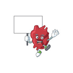 Sweet heart cartoon character rise up a board