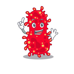 Moraxella mascot character design with one finger gesture